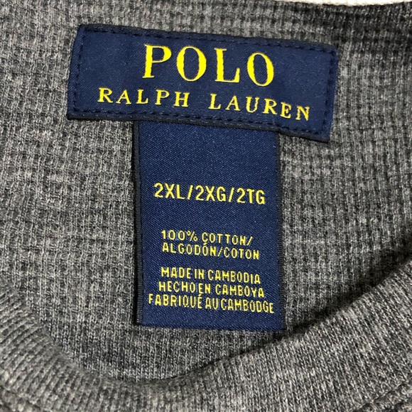 Polo Waffle Knit Long Sleeve Crew Neck Tee - Picture 6 of 6